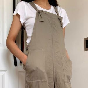 Full-Length Overalls in Olive
